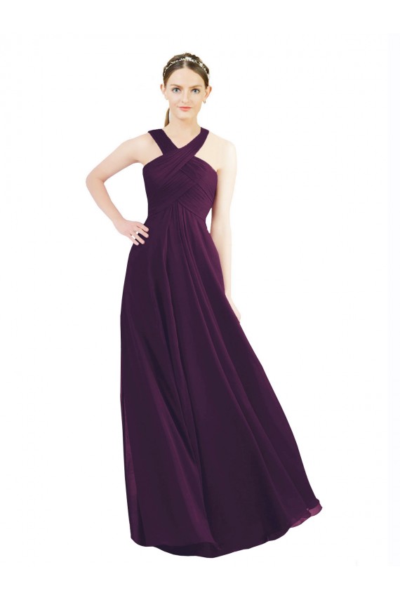 Grape Halter Neck Sleeveless A-Line Bridesmaid Dress Townsville