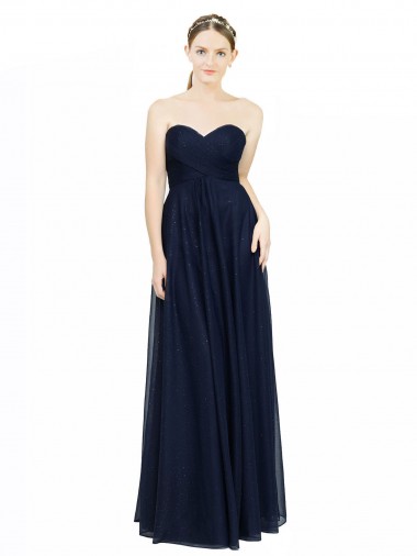 Dark Navy Strapless Sleeveless Low Back A-Line Bridesmaid Dress / Evening Dress Townsville