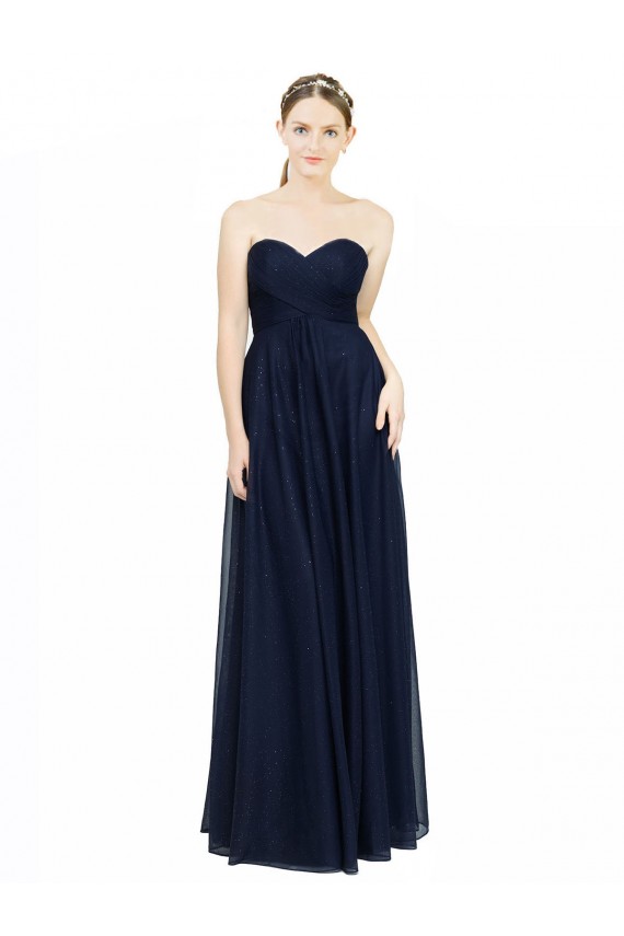 Dark Navy Strapless Sleeveless Low Back A-Line Bridesmaid Dress / Evening Dress Townsville