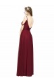 Burgundy Spaghetti Straps Sleeveless Low Back A-Line Bridesmaid Dress / Evening Dress Townsville