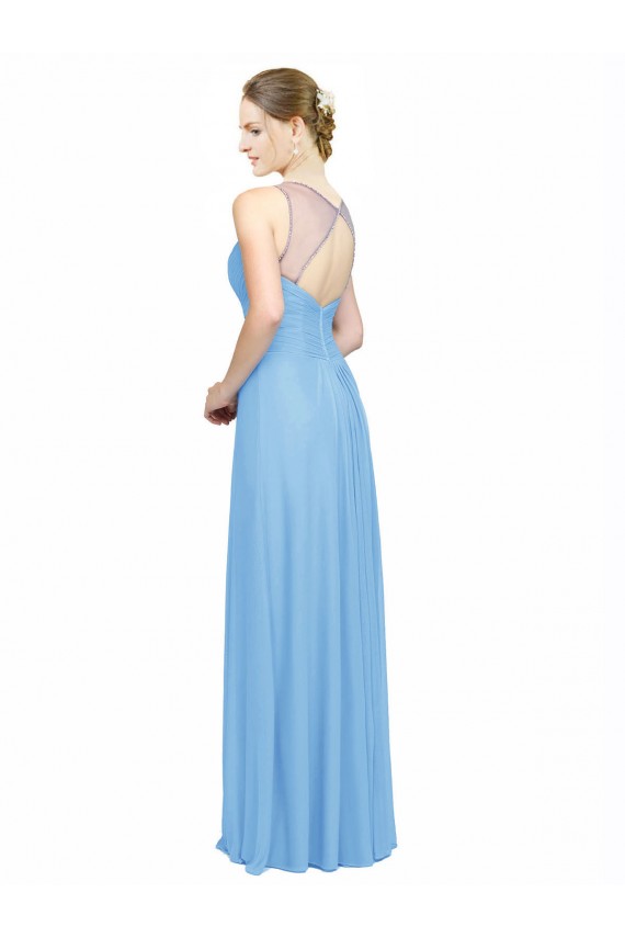 Periwinkle V-Neck Sleeveless Keyhole Back A-Line Bridesmaid Dress / Evening Dress Townsville