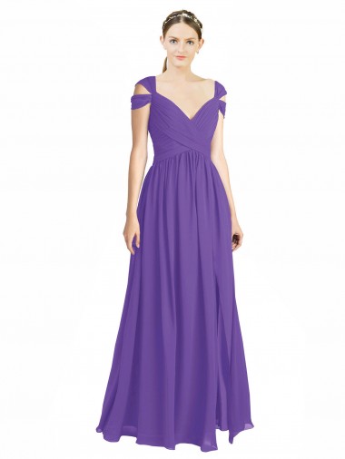 Purple Sweetheart Cap Sleeves Low Back A-Line Bridesmaid Dress Townsville