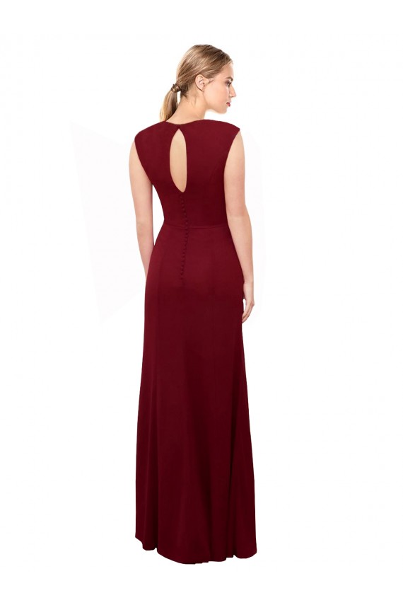 Burgundy High Neck Sleeveless Keyhole Back Mermaid Prom Dress / Bridesmaid Dress Townsville