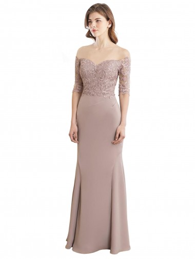 High Neck Half Sleeves Keyhole Back Mermaid Bridesmaid Dress Townsville