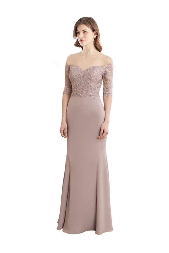 High Neck Half Sleeves Keyhole Back Mermaid Bridesmaid Dress Townsville