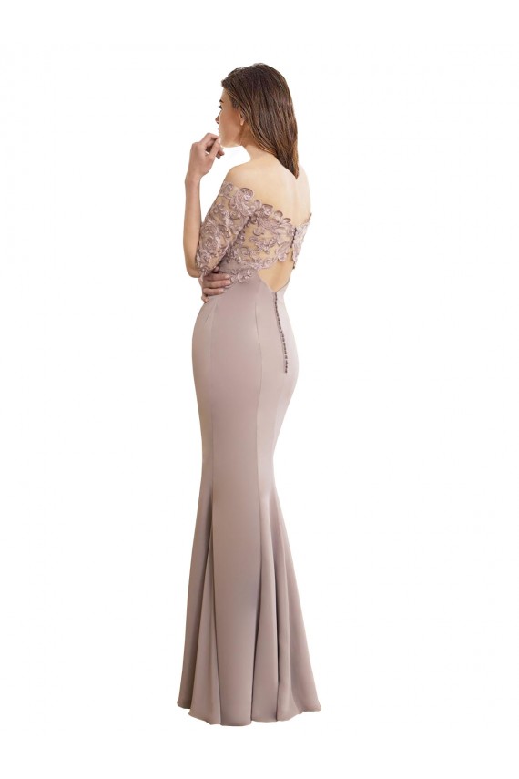 High Neck Half Sleeves Keyhole Back Mermaid Bridesmaid Dress Townsville