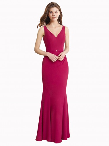 Red High Neck Sleeveless V-Back Mermaid Prom Dress / Bridesmaid Dress Townsville