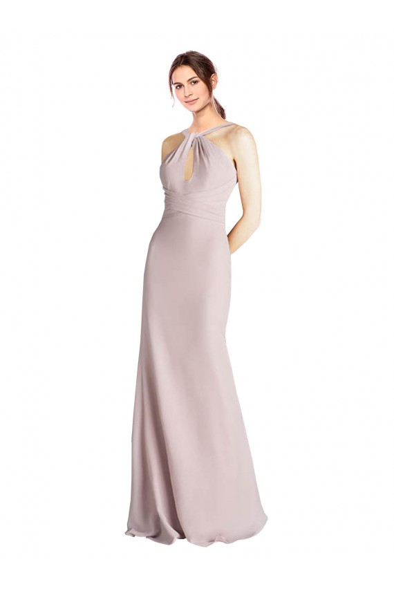 High Neck Sleeveless Open Back Sheath Bridesmaid Dress Townsville