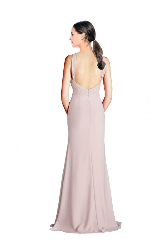 High Neck Sleeveless Open Back Sheath Bridesmaid Dress Townsville