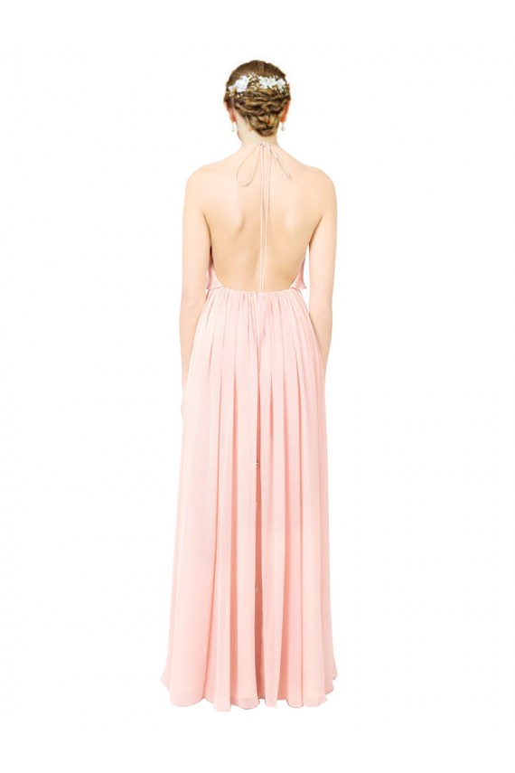 Pink Halter Neck Sleeveless Open Back A-Line Formal Dress / Bridesmaid Dress Townsville