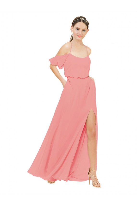 Watermelon Off the Shoulder Sleeveless A-Line Bridesmaid Dress Townsville