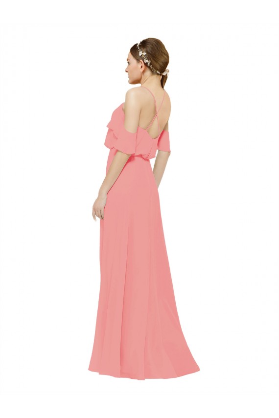 Watermelon Off the Shoulder Sleeveless A-Line Bridesmaid Dress Townsville