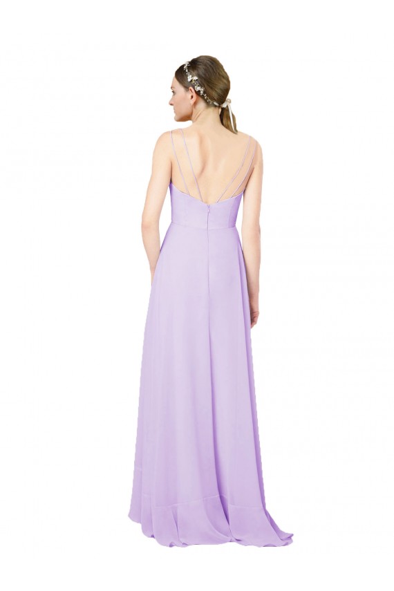 Lilac V-Neck Sleeveless Open Back Sheath High Low Bridesmaid Dress Townsville