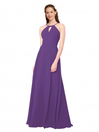 Plum Purple High Neck Sleeveless Sheath Bridesmaid Dress Townsville