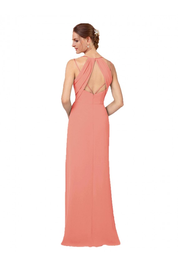 Desert Rose V-Neck Sleeveless Keyhole Back Sheath Bridesmaid Dress Townsville