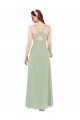 Smoke Green V-Neck Sleeveless Keyhole Back Sheath Bridesmaid Dress Townsville