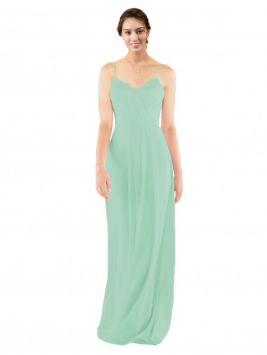 Mint Green V-Neck Sleeveless Keyhole Back Sheath Bridesmaid Dress Townsville
