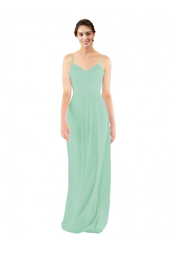 Mint Green V-Neck Sleeveless Keyhole Back Sheath Bridesmaid Dress Townsville