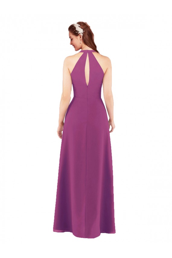 Wild Berry V-Neck Sleeveless Keyhole Back Sheath Bridesmaid Dress Townsville