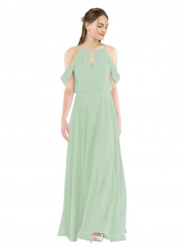 Sage Off the Shoulder Sleeveless Sheath Bridesmaid Dress Townsville