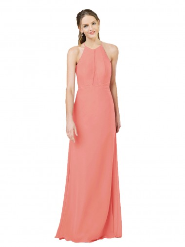Desert Rose Halter Neck Sleeveless Keyhole Back Sheath Bridesmaid Dress Townsville