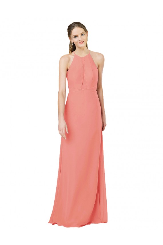 Desert Rose Halter Neck Sleeveless Keyhole Back Sheath Bridesmaid Dress Townsville