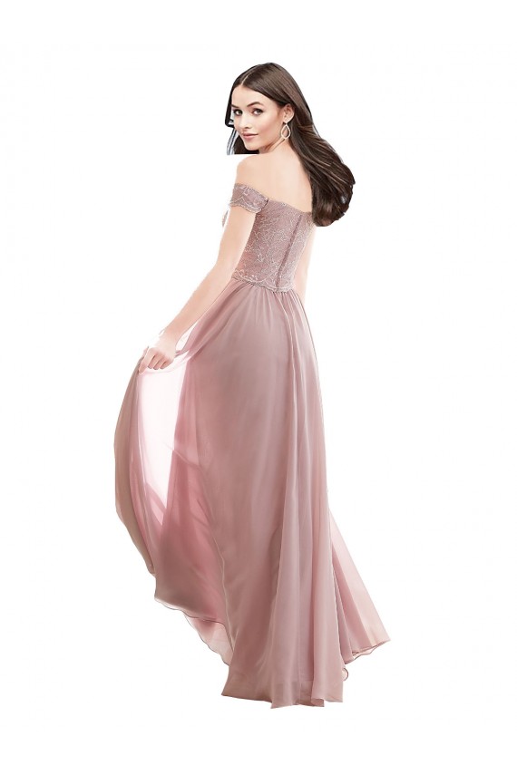 Pink Off the Shoulder Cap Sleeves A-Line Bridesmaid Dress Townsville