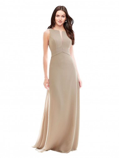 Champagne High Neck Sleeveless A-Line Bridesmaid Dress Townsville