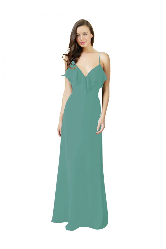 Icelandic Silver V-Neck Sleeveless A-Line Bridesmaid Gown Townsville