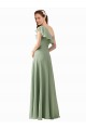 Smoke Green One Shoulder Flutter Sleeves A-Line Bridesmaid Dress Townsville
