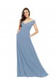 Dusty Blue Off the Shoulder Sleeveless A-Line Bridesmaid Dress / Evening Gowns Townsville