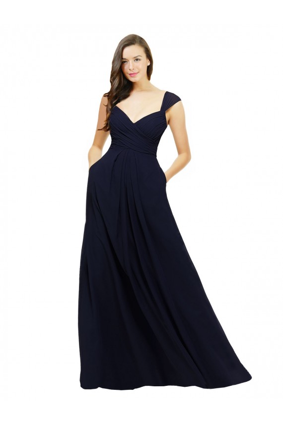 Dark Navy Sweetheart Sleeveless A-Line Bridesmaid Gowns Townsville