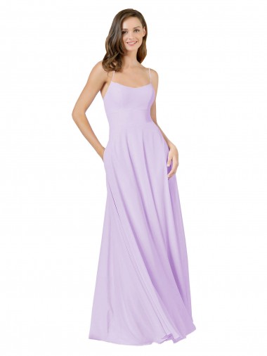 Lilac Square Neck Sleeveless A-Line Bridesmaid Gown Townsville
