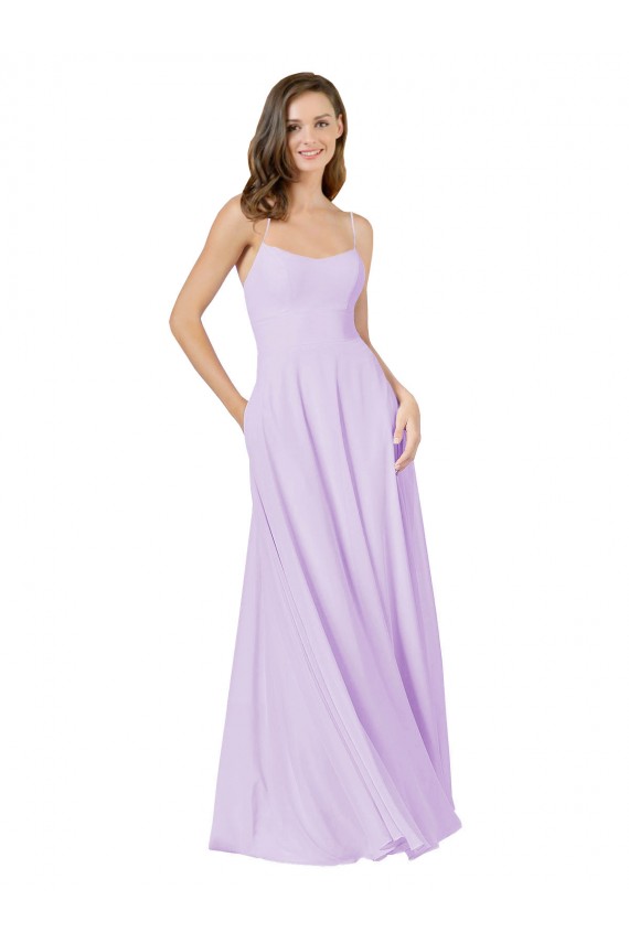Lilac Square Neck Sleeveless A-Line Bridesmaid Gown Townsville