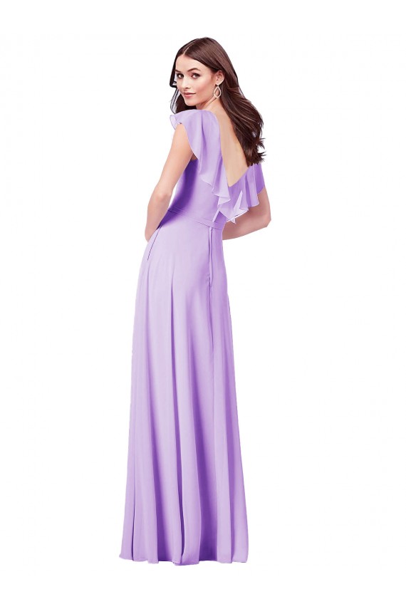 Lilac V-Neck Cap Sleeves V-Back A-Line Bridesmaid Dress / Formal Dress Townsville