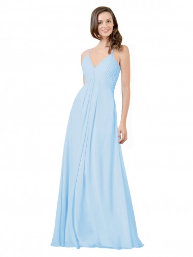 Light Sky Blue V-Neck Sleeveless Keyhole Back A-Line Formal Dress / Bridesmaid Dress Townsville