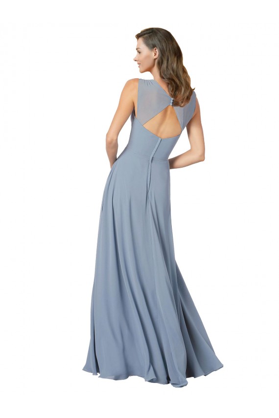 Dusty Blue V-Neck Sleeveless Keyhole Back A-Line Formal Dress / Bridesmaid Dress Townsville