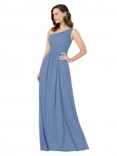 Windsor Blue One Shoulder Sleeveless Sheath Bridesmaid Dress Townsville