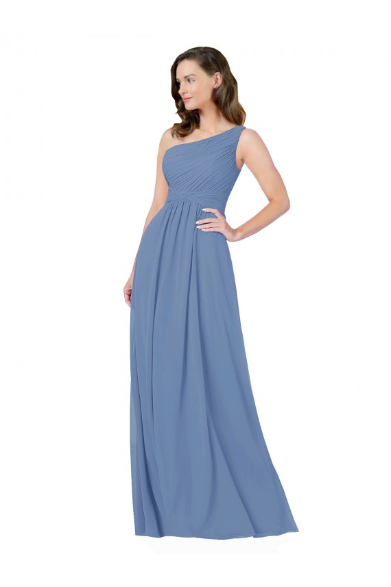 Windsor Blue One Shoulder Sleeveless Sheath Bridesmaid Dress Townsville