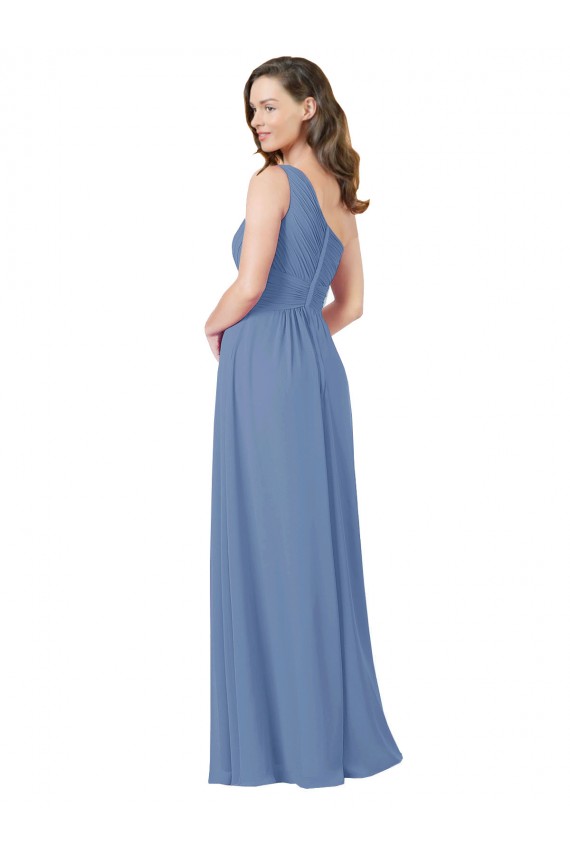 Windsor Blue One Shoulder Sleeveless Sheath Bridesmaid Dress Townsville