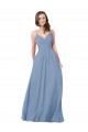 Dusty Blue V-Neck Sleeveless Open Back A-Line Bridesmaid Dress / Evening Dress Townsville