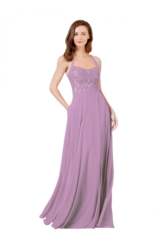 Dark Lavender Spaghetti Straps Sleeveless A-Line Bridesmaid Dress Townsville