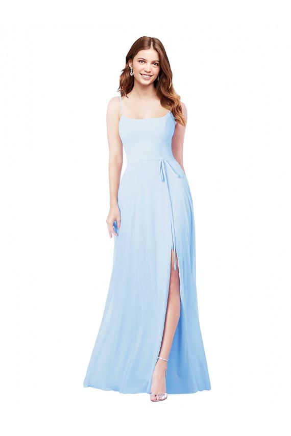 Light Sky Blue Square Neck Sleeveless Sheath Bridesmaid Dress Townsville