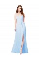 Light Sky Blue Square Neck Sleeveless Sheath Bridesmaid Dress Townsville
