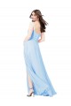 Light Sky Blue Square Neck Sleeveless Sheath Bridesmaid Dress Townsville