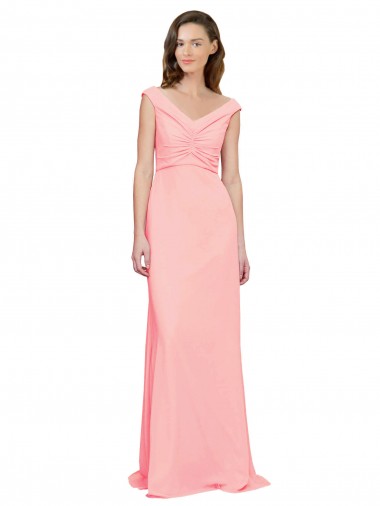 Salmon V-Neck Sleeveless A-Line Bridesmaid Dress Townsville