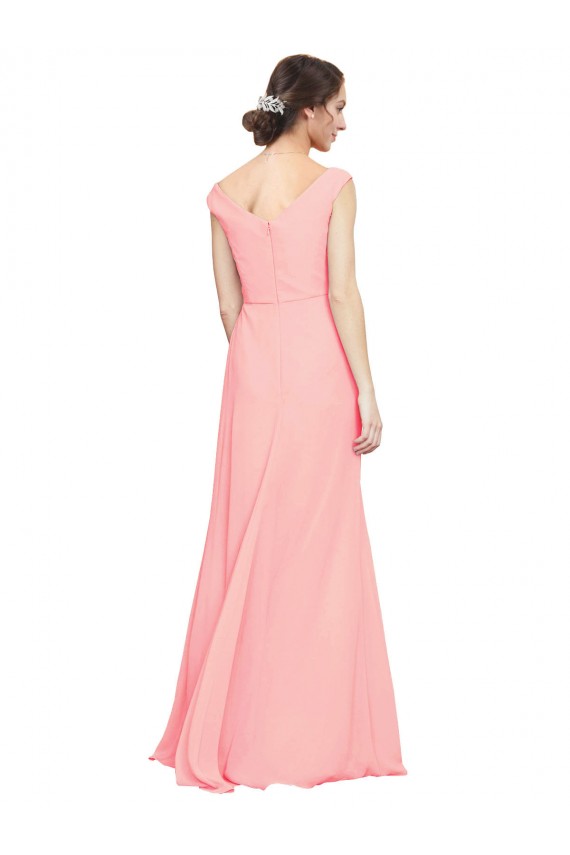 Salmon V-Neck Sleeveless A-Line Bridesmaid Dress Townsville