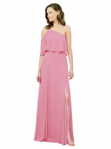 Skin Pink One Shoulder Sleeveless A-Line Bridal Party Dress Townsville