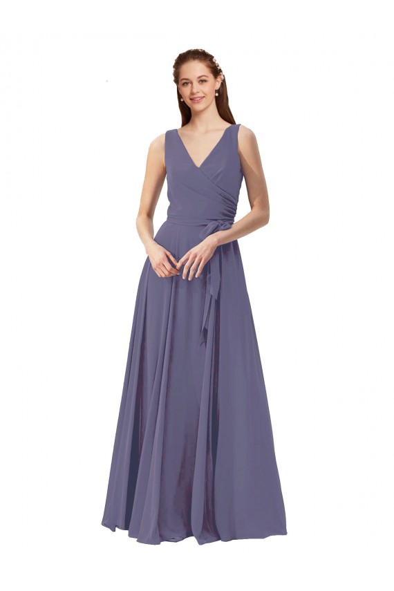 Silver Stone V-Neck Sleeveless A-Line Bridesmaid Dress Townsville