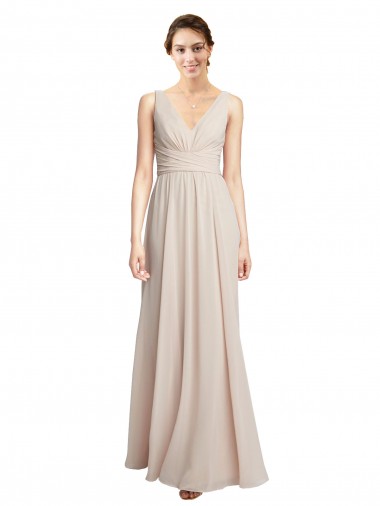 Cream Pink V-Neck Sleeveless A-Line Formal Dress / Bridesmaid Dress Townsville